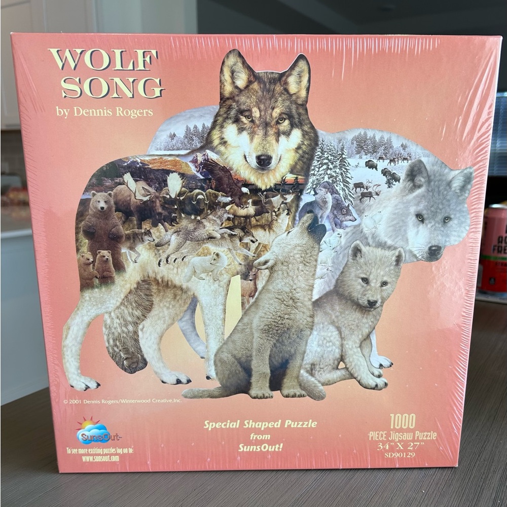 New and Sealed SunsOut Wolf Song by Dennis Rogers Special Shaped 1000 Pc Puzzle